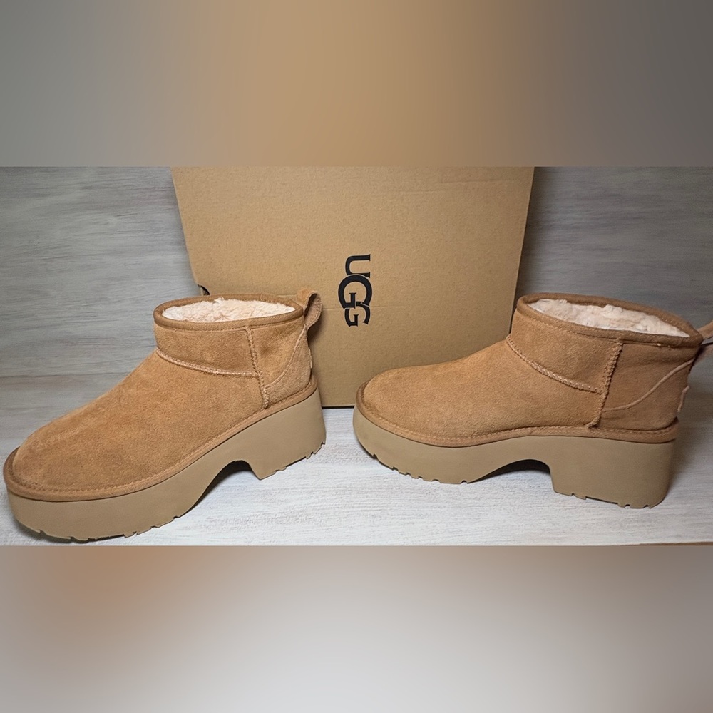 UGG Ultra Mini Classic New Heights Women's Tan Platform Boots